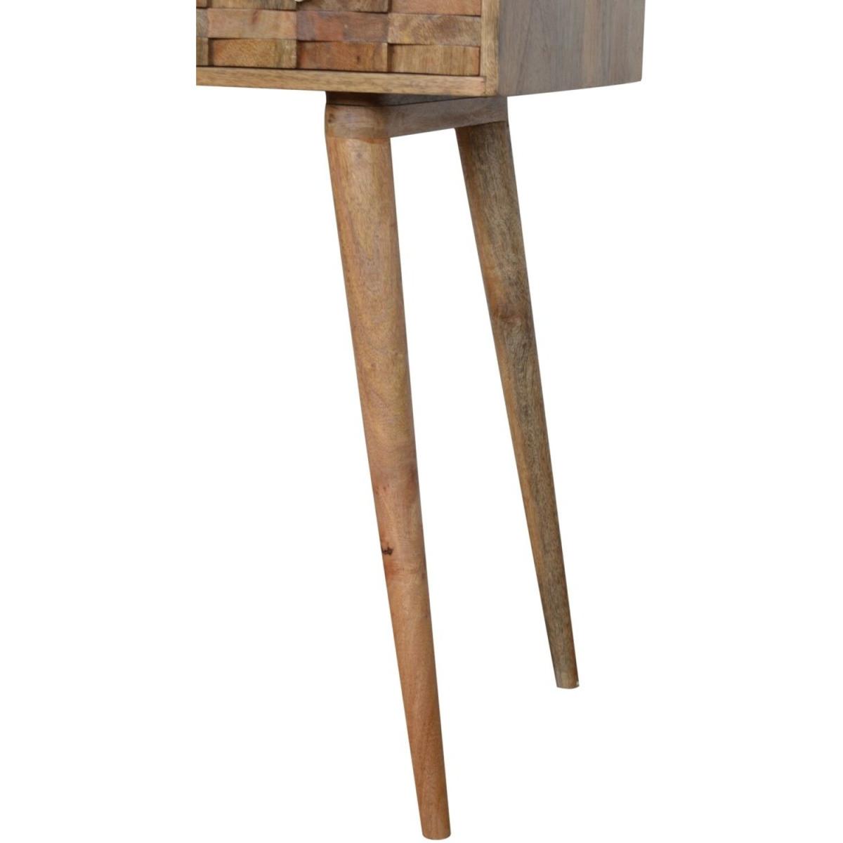 Tile Carved Writing Desk With Open Slot - Brown – image 6