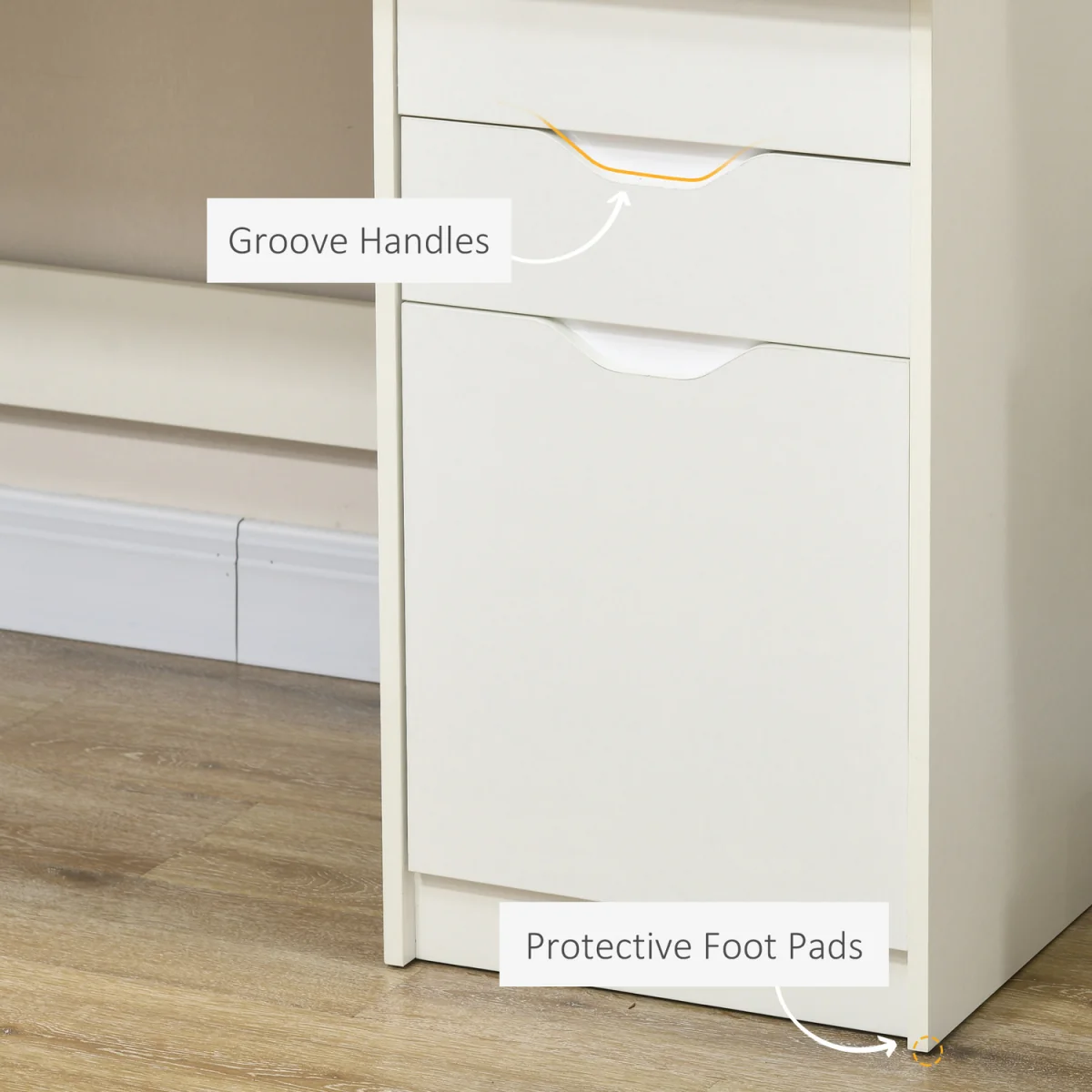 High Gloss Computer Desk with Drawers - White – image 11