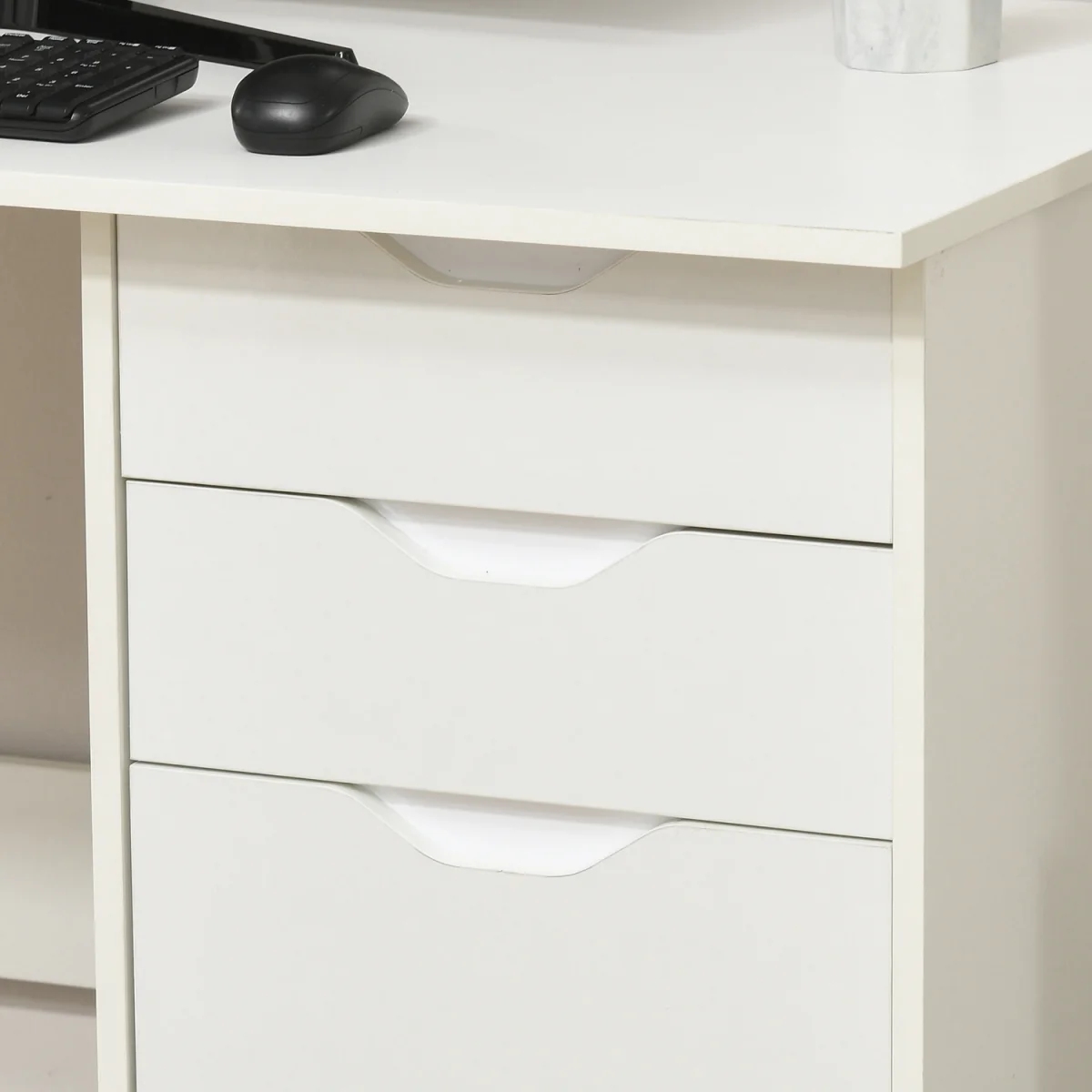 High Gloss Computer Desk with Drawers - White – image 12
