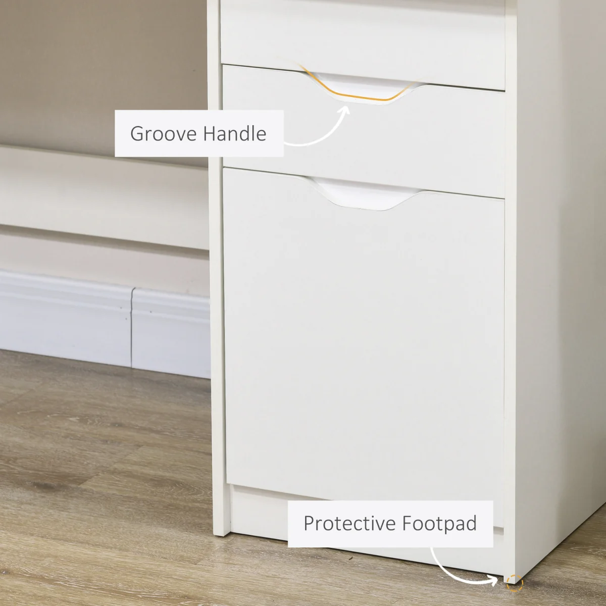 High Gloss Computer Desk with Drawers - White – image 6