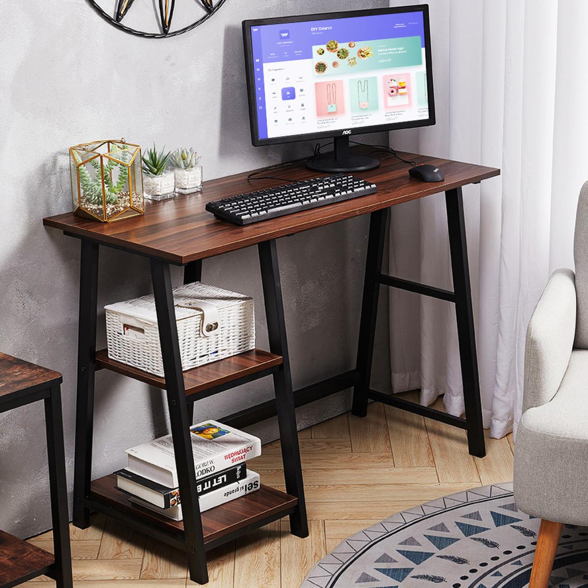 Retro Laptop PC Computer Desk - Brown – image 2