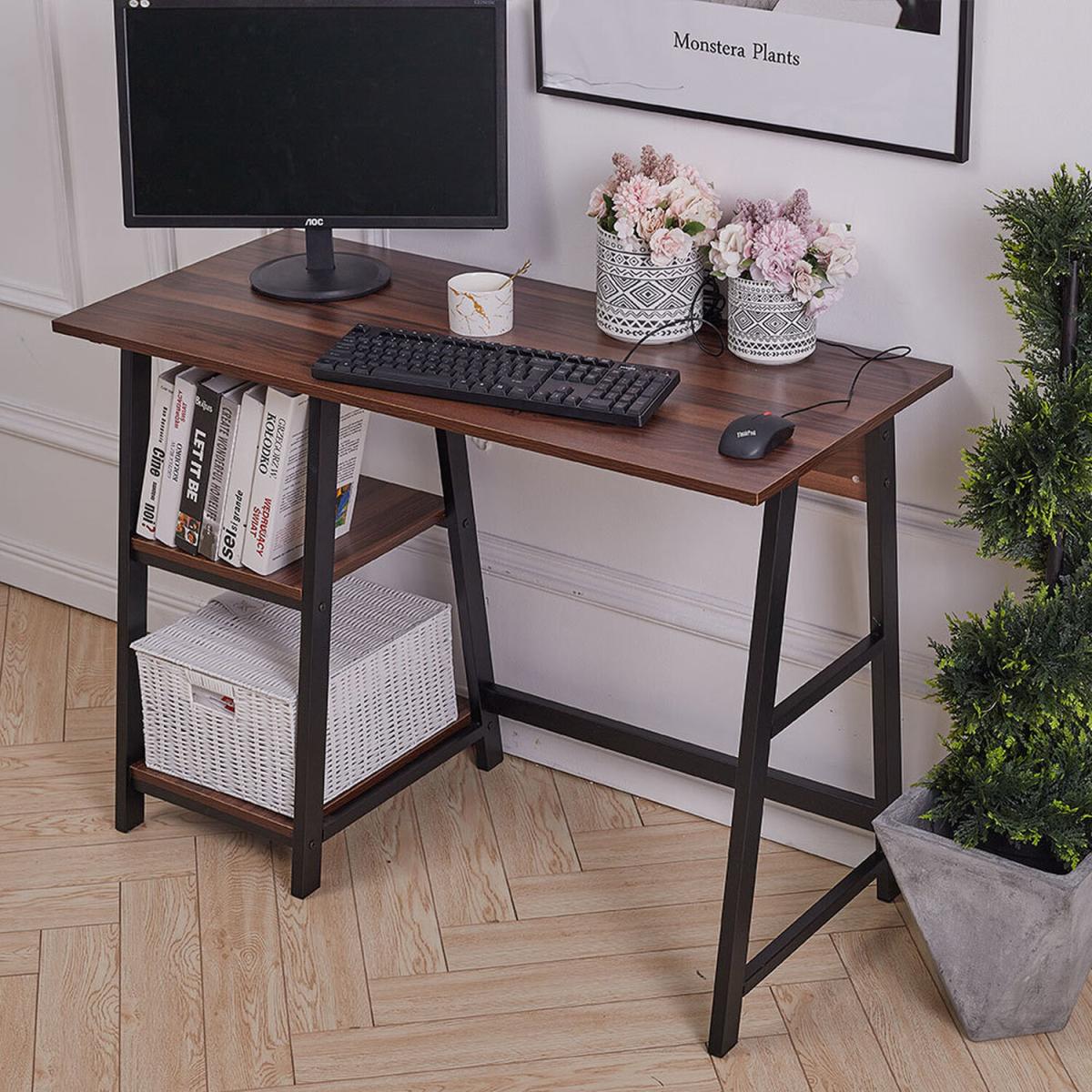 Retro Laptop PC Computer Desk - Brown – image 3