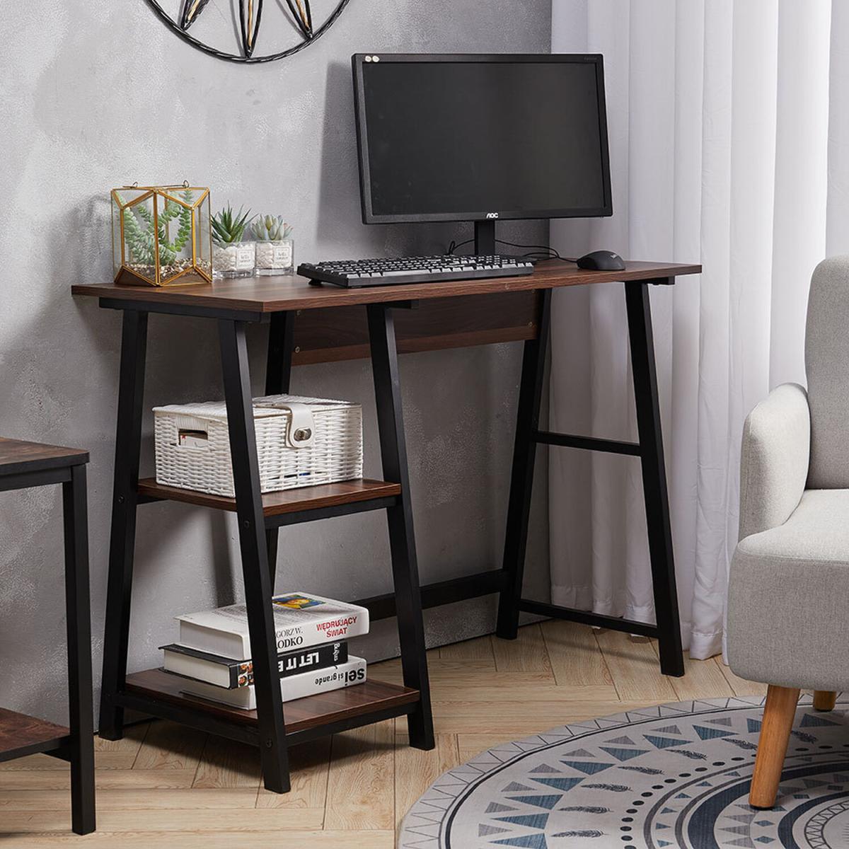 Retro Laptop PC Computer Desk - Brown – image 8