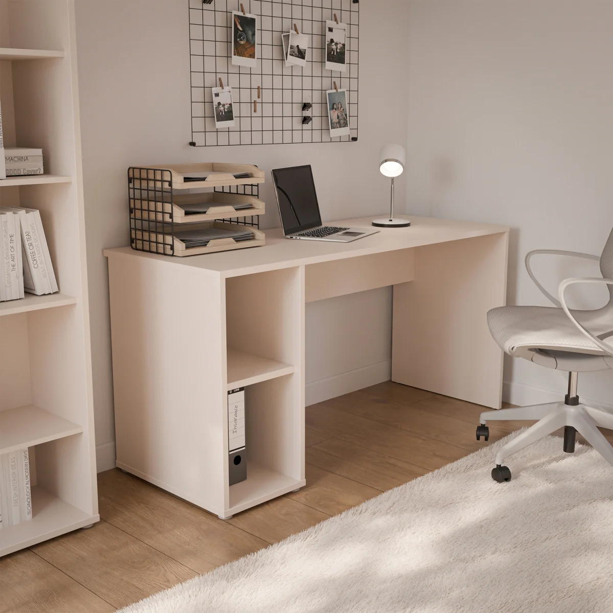 Alice Springs Desk with Open Shelf Storage in Sand - Sand – image 2