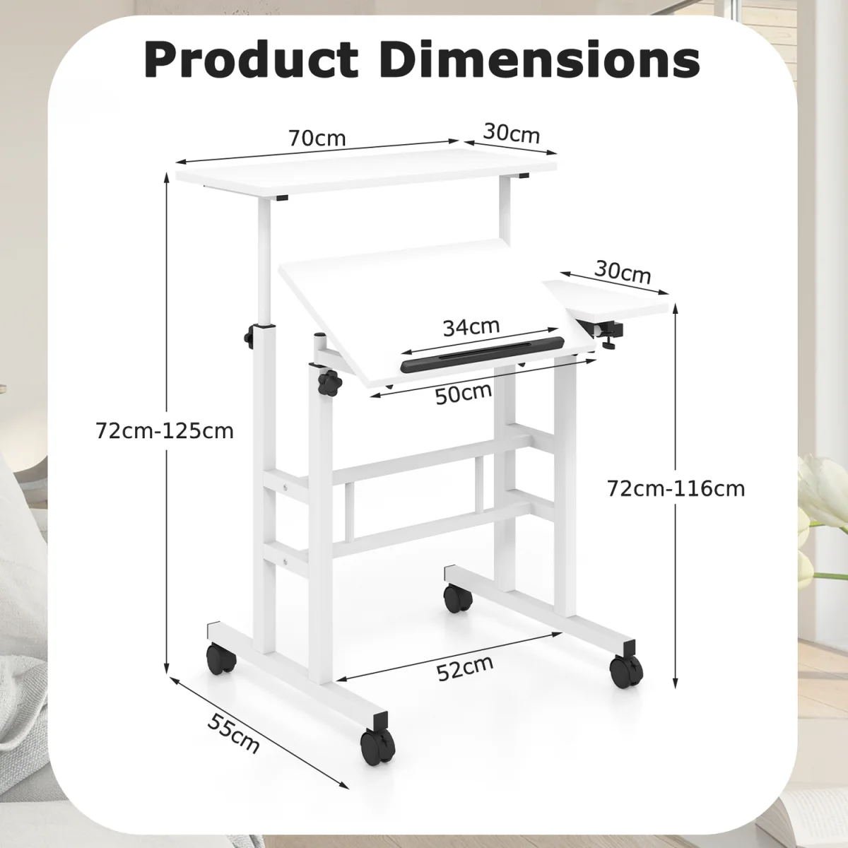 Flip Top Mobile Standing Desk – image 3