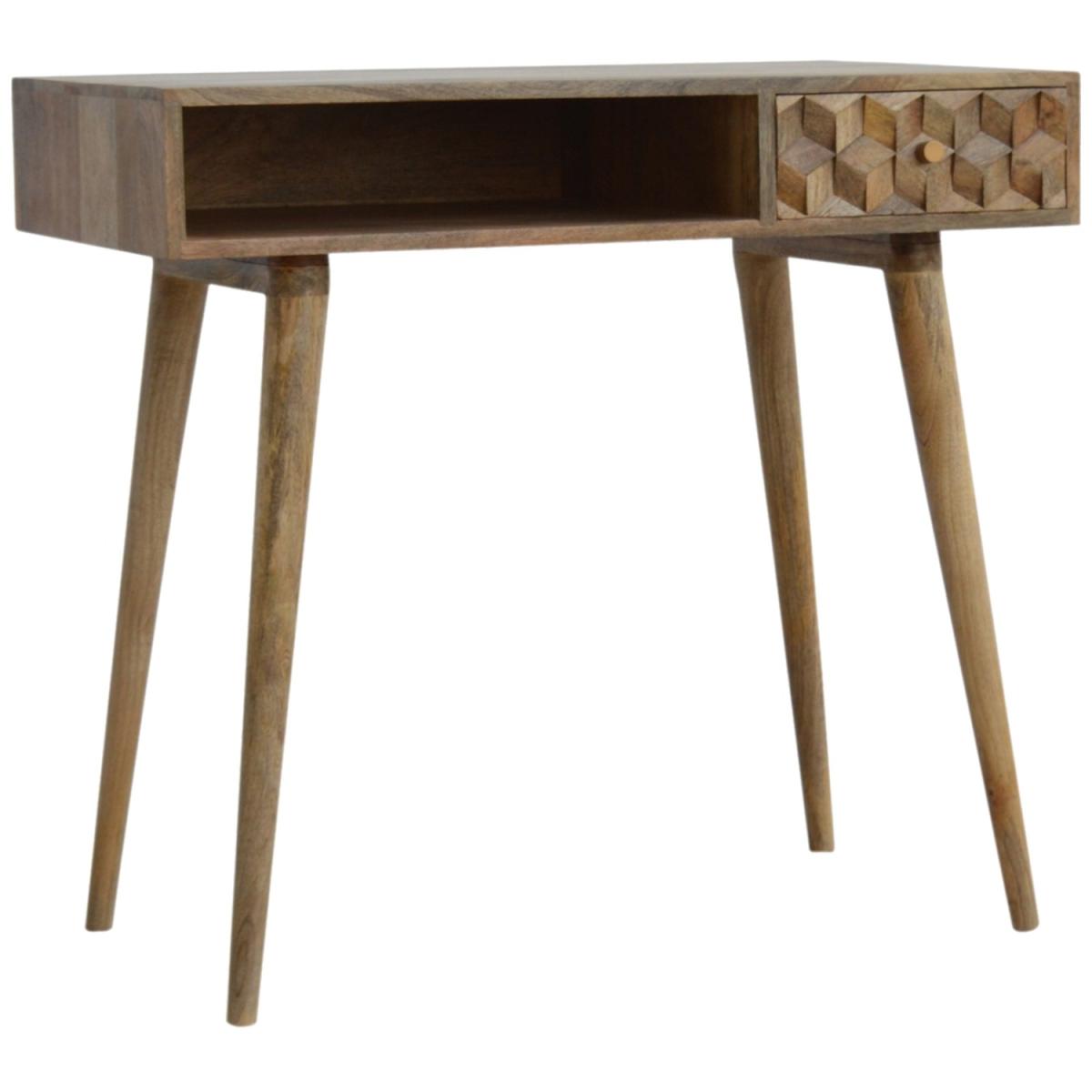 Cube Carved Writing Desk - Oak – image 2