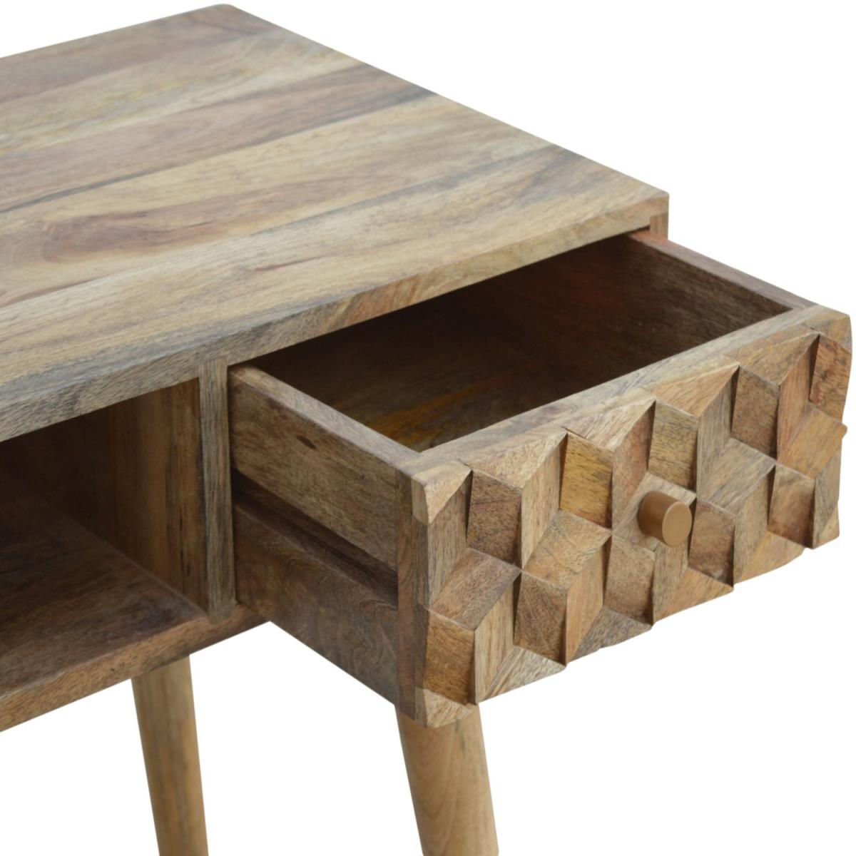 Cube Carved Writing Desk - Oak – image 3