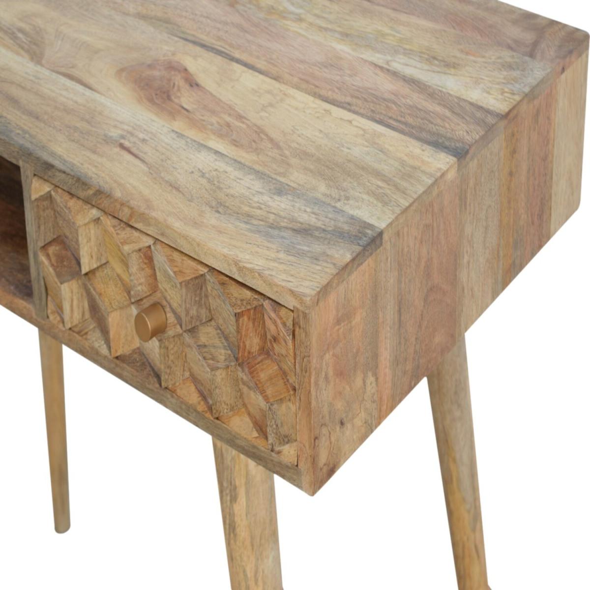 Cube Carved Writing Desk - Oak – image 4