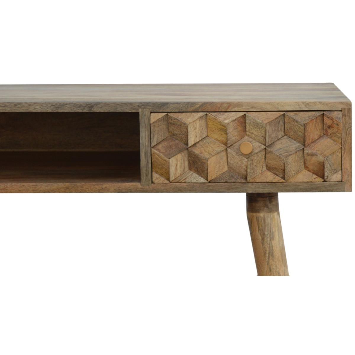Cube Carved Writing Desk - Oak – image 6