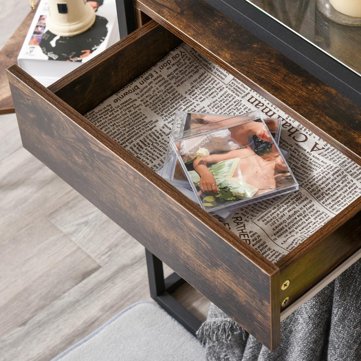 Entryway Console Table Desk with Drawers - Brown wood – image 7