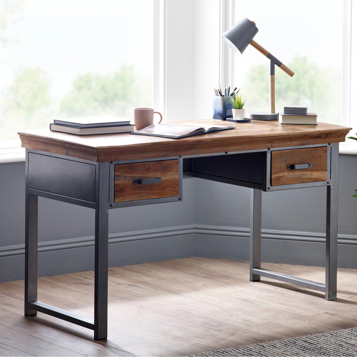 Brayan Industrial 2 Drawer Writing Desk - Brown – image 2