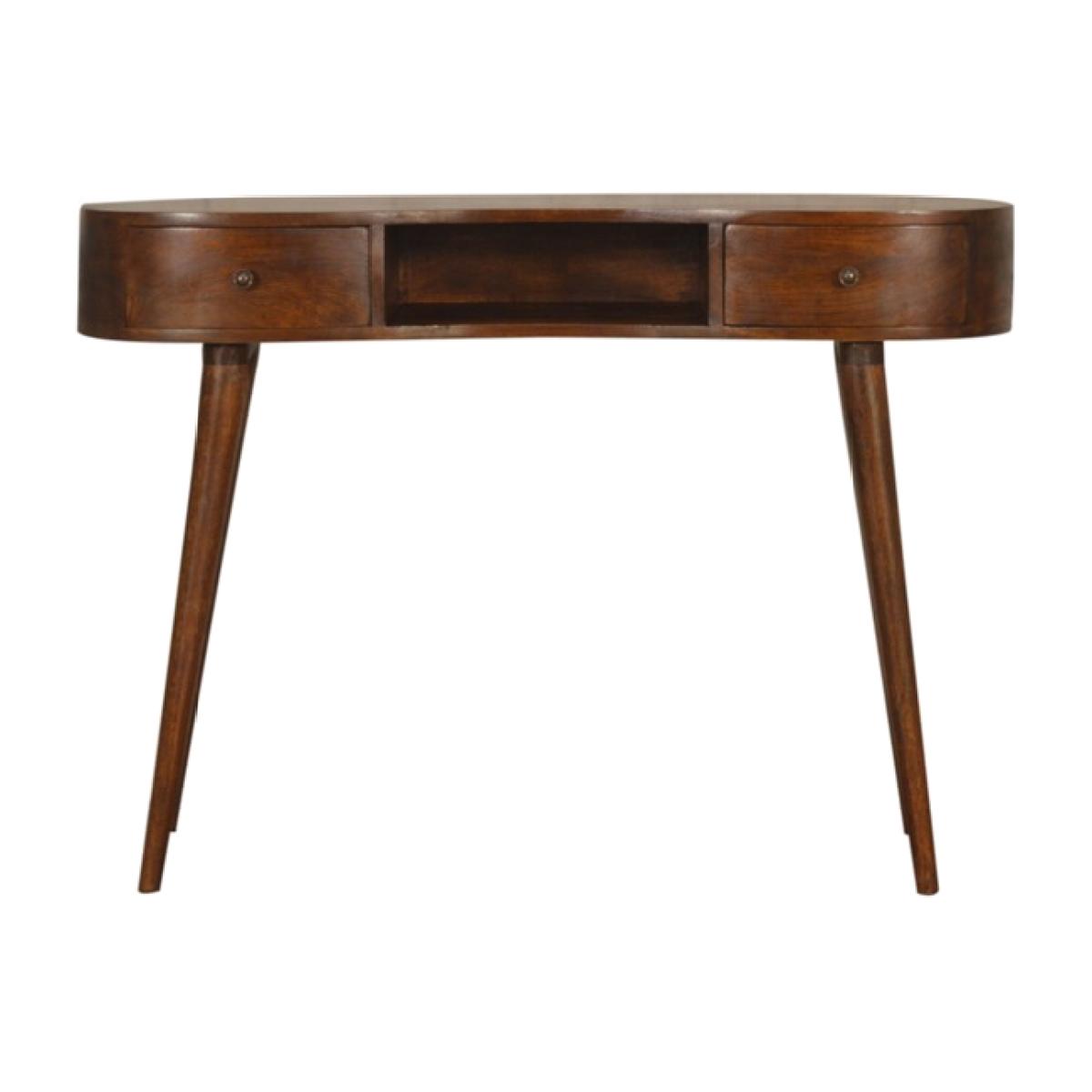 Chestnut Wave Writing Desk With 2 Drawers - Brown