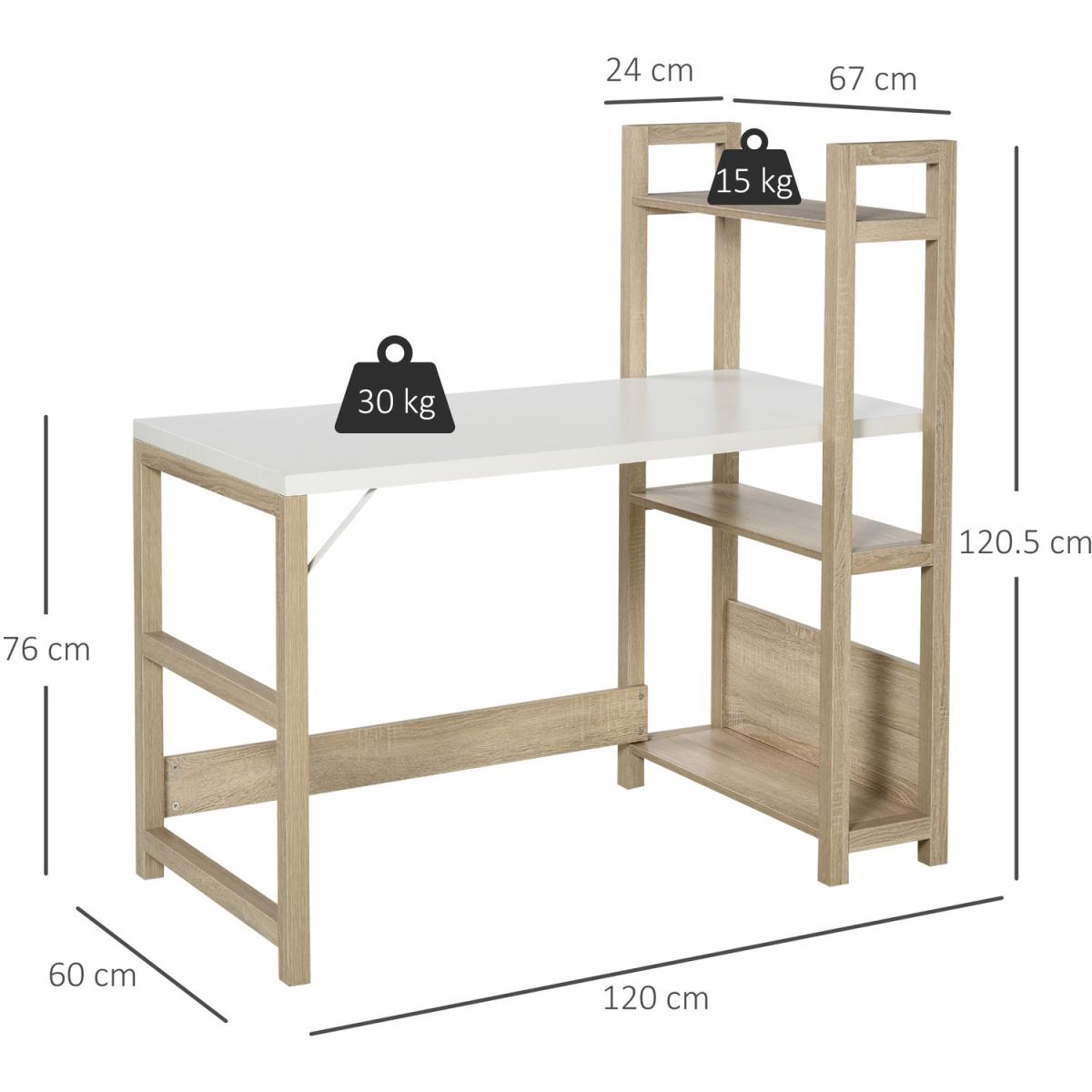 Rectangle Desk With Book Shelf - White – image 2