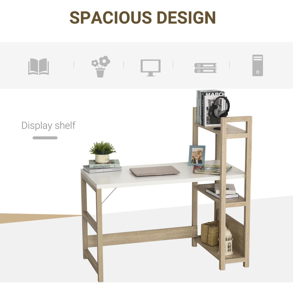 Rectangle Desk With Book Shelf - White – image 3
