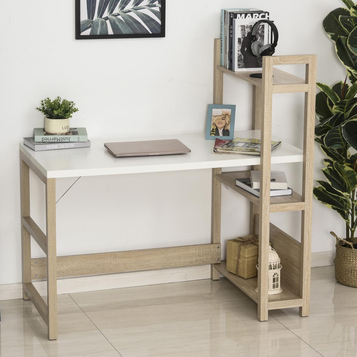 Rectangle Desk With Book Shelf - White – image 9