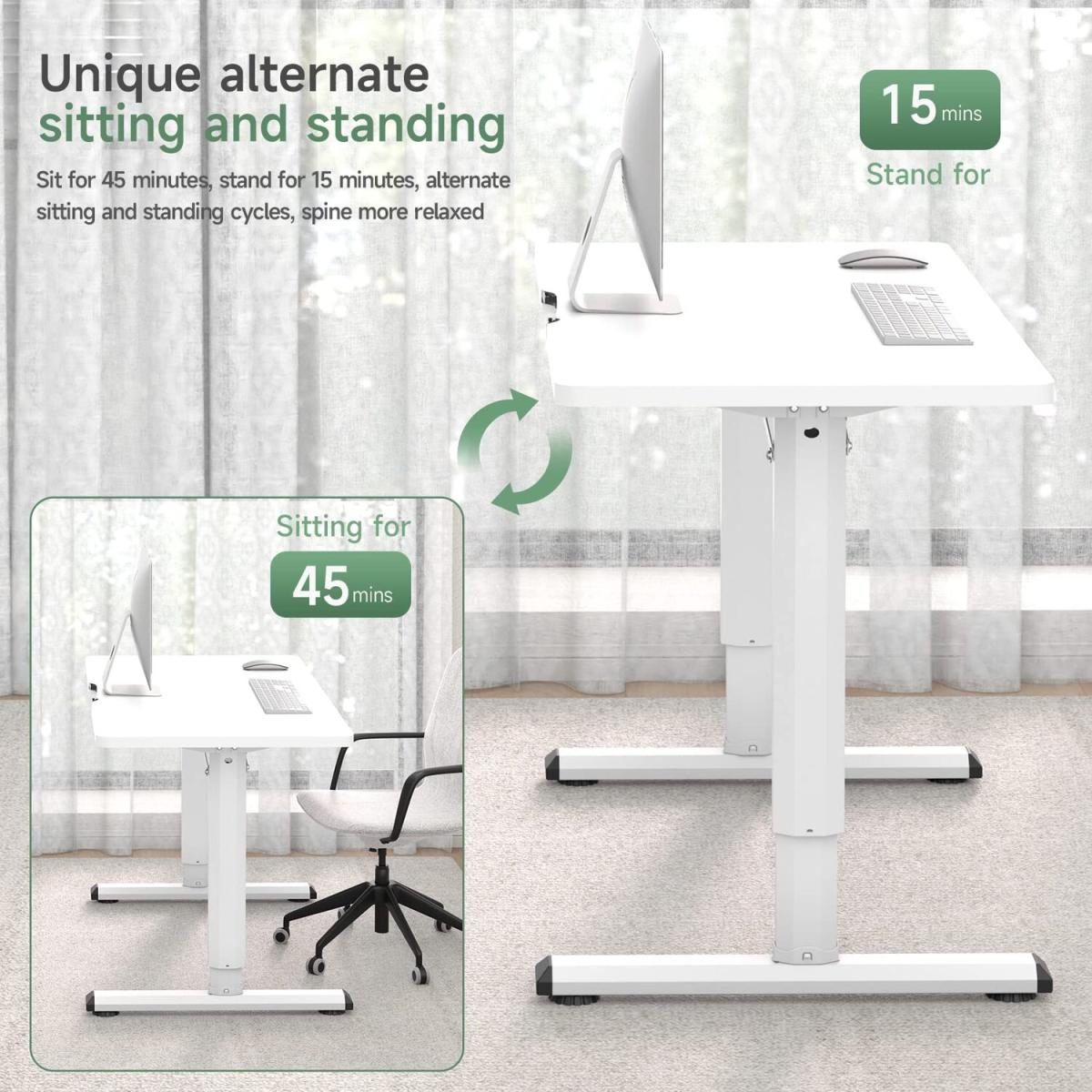 Electric Standing Desk Height Adjustable L Shaped Desk  - White – image 2