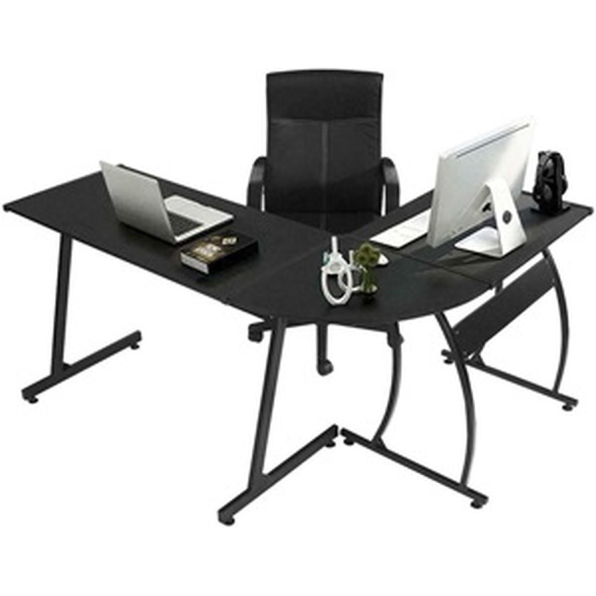 Black Wooden L Shape Computer Desk - Black – image 2