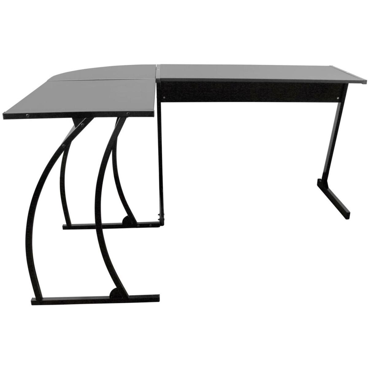 Black Wooden L Shape Computer Desk - Black – image 4
