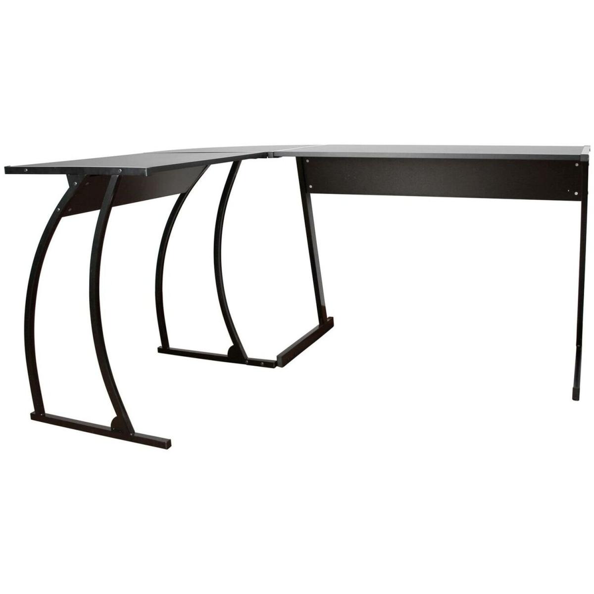 Black Wooden L Shape Computer Desk - Black – image 5