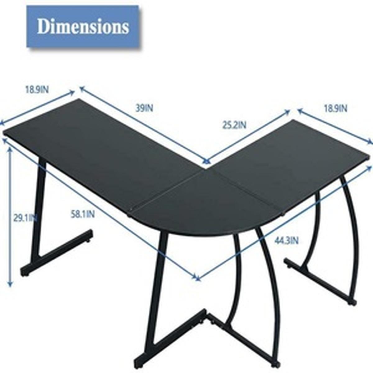 Black Wooden L Shape Computer Desk - Black – image 7