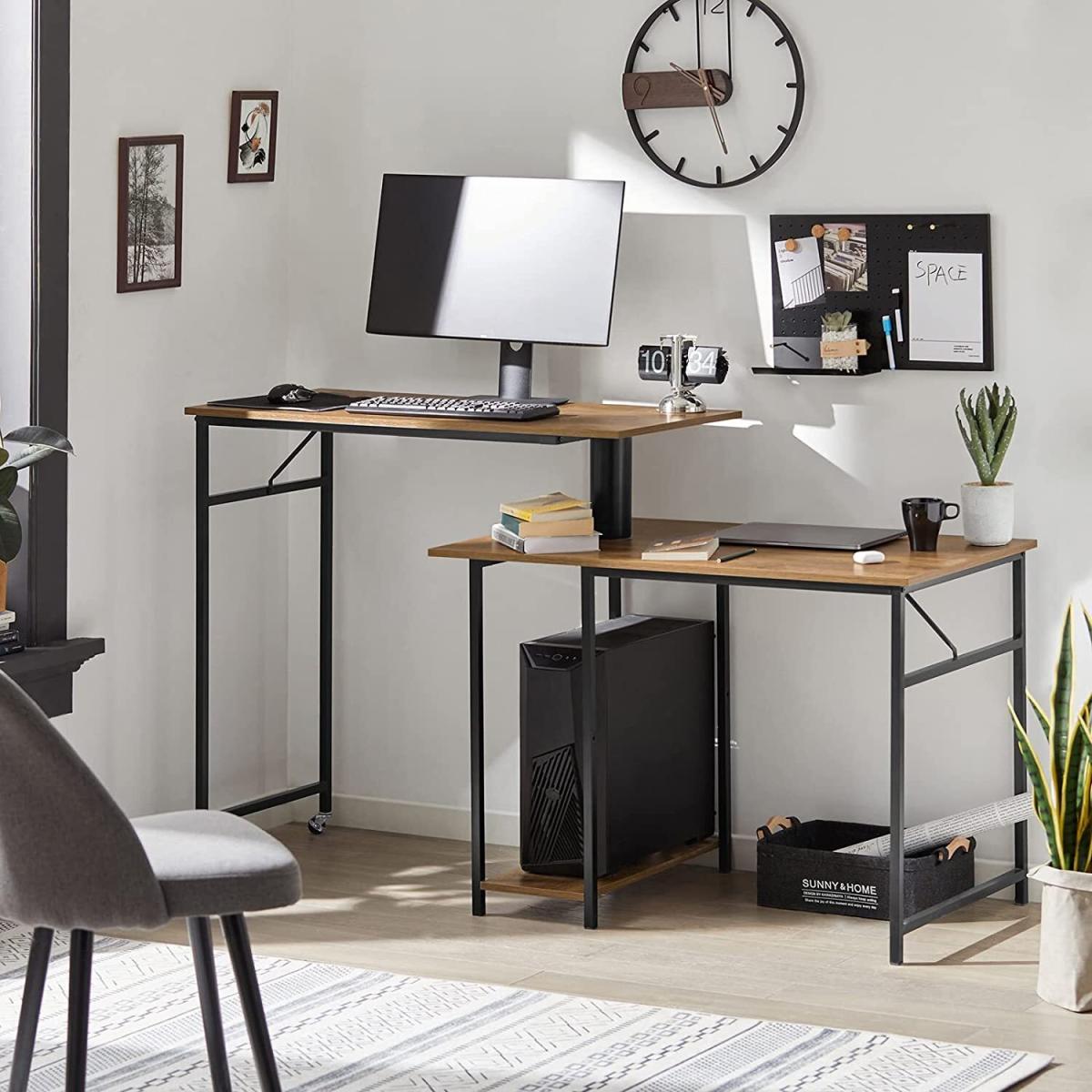 SoBuy Office Table Desk Computer Desk Standing Desk - Brown – image 2