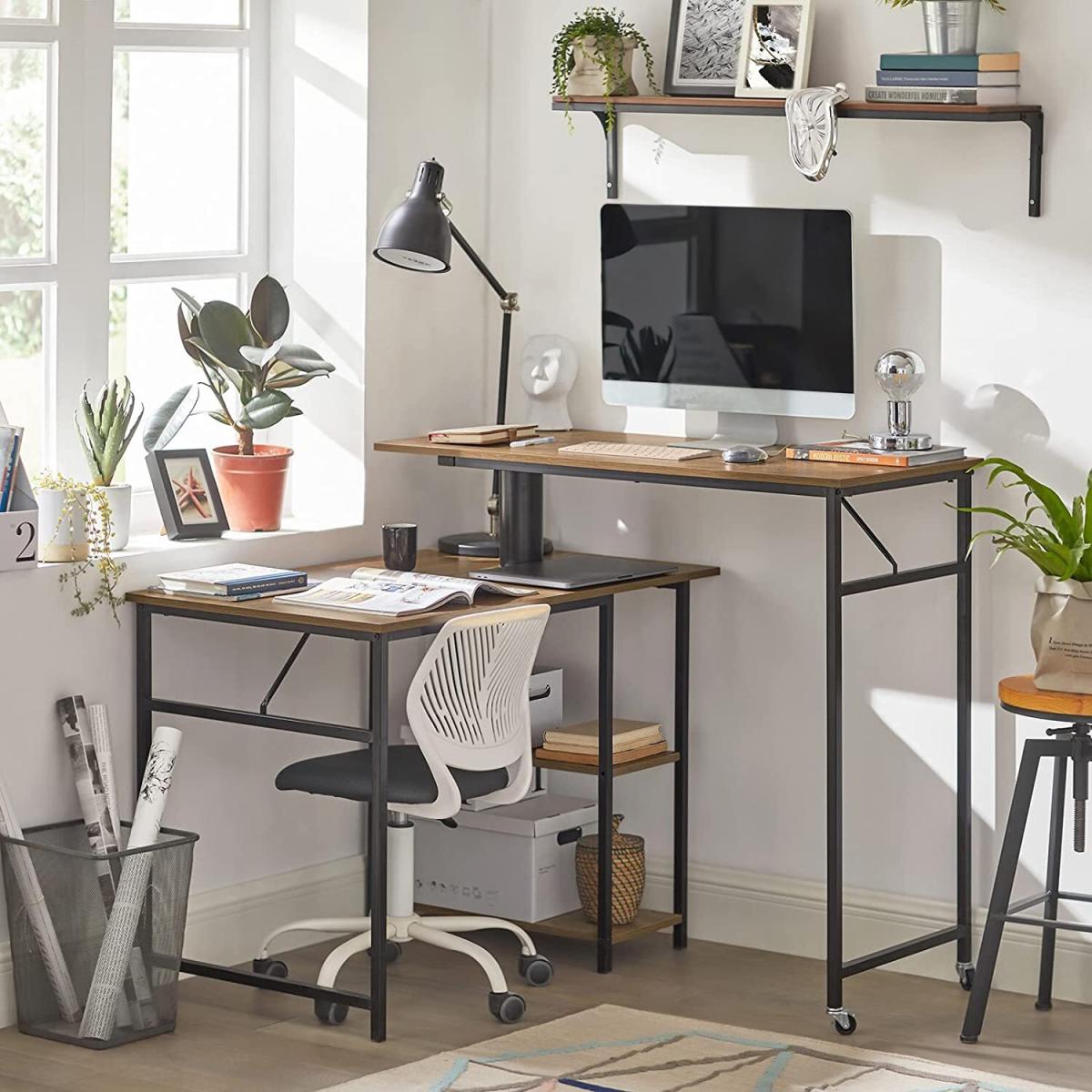 SoBuy Office Table Desk Computer Desk Standing Desk - Brown – image 3