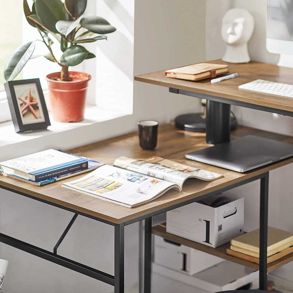 SoBuy Office Table Desk Computer Desk Standing Desk - Brown – image 6