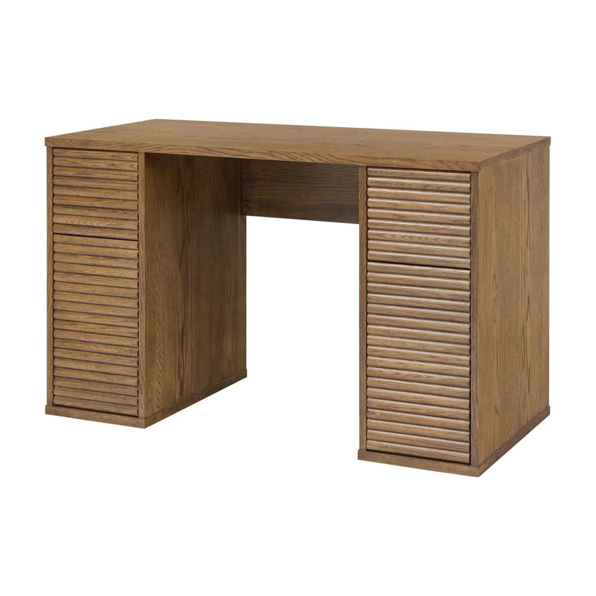 Mandarina Retro Natural Ribbed Desk with Storage - Brown – image 2