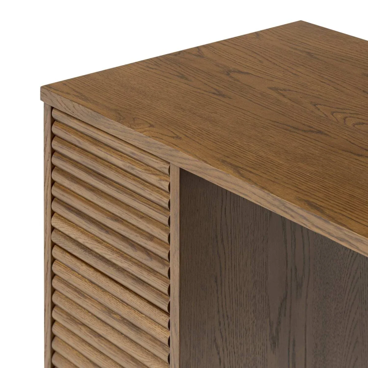 Mandarina Retro Natural Ribbed Desk with Storage - Brown – image 6