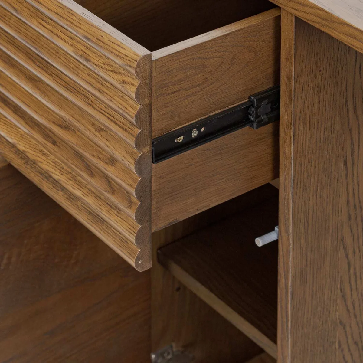 Mandarina Retro Natural Ribbed Desk with Storage - Brown – image 7