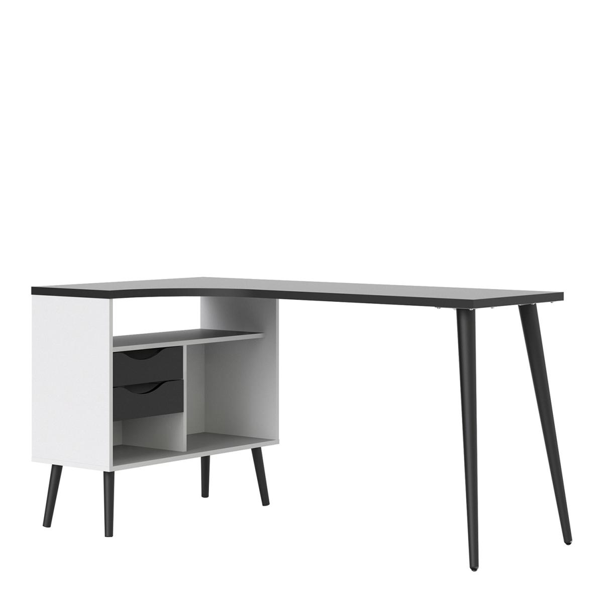 Toyen Desk With Two Drawer - Black/White – image 2
