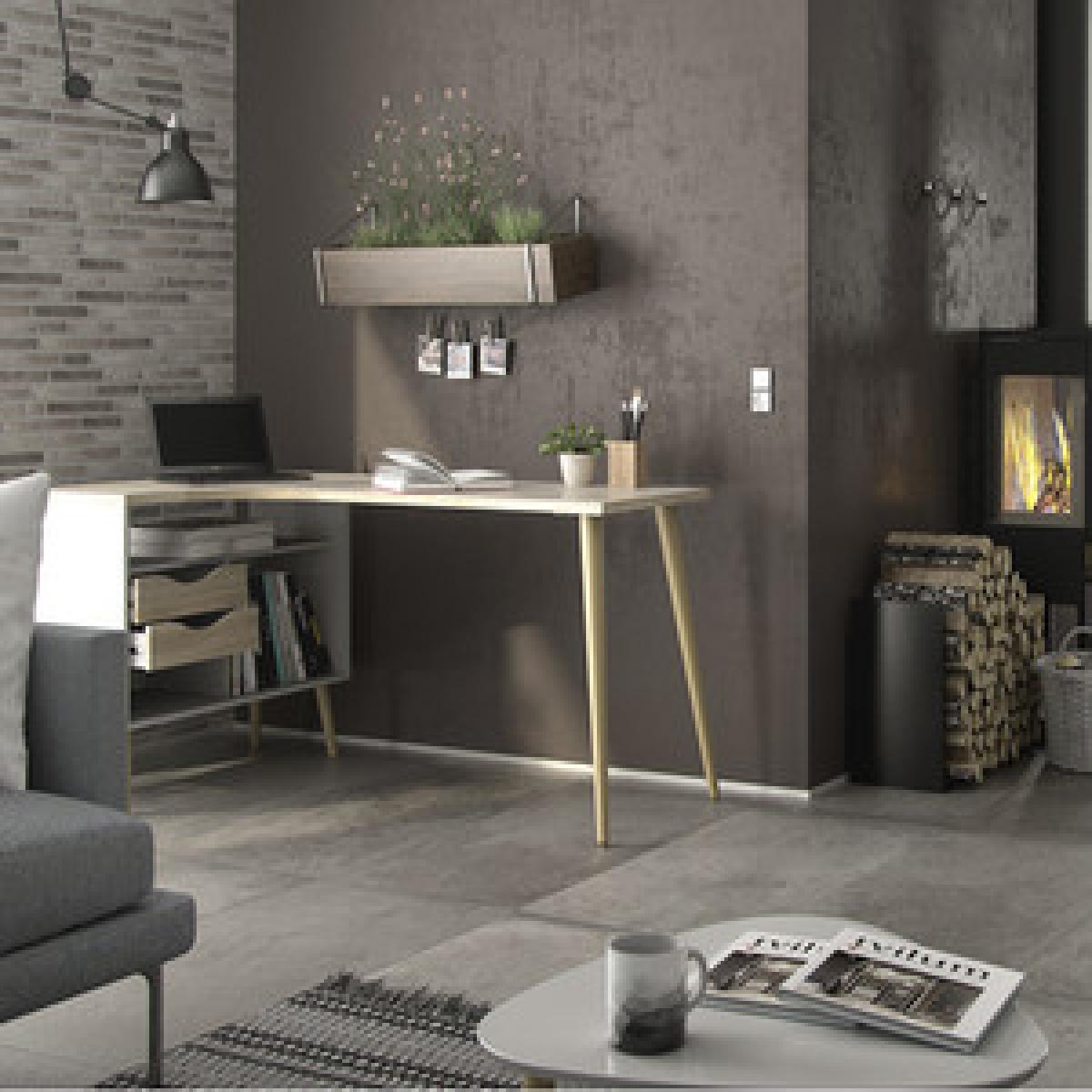 Toyen Desk With Two Drawer - Black/White – image 13