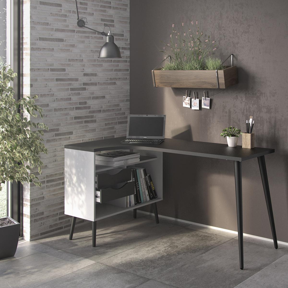 Toyen Desk With Two Drawer - Black/White – image 8