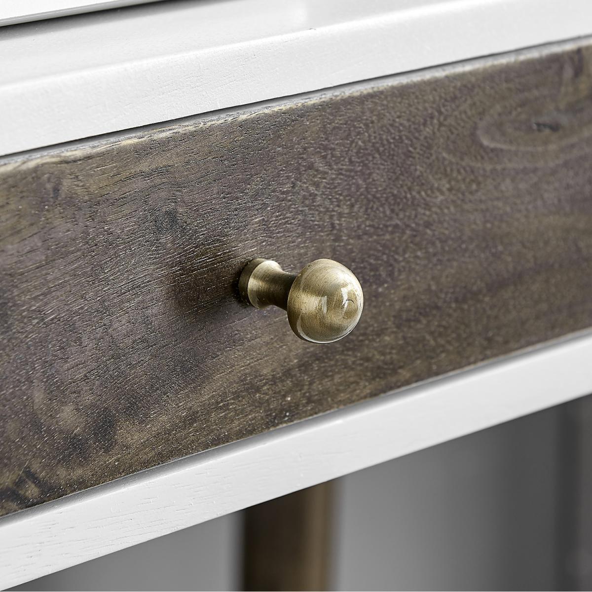 Colby Solid Dark Walnut Wood and White Gold Office Desk - White – image 3