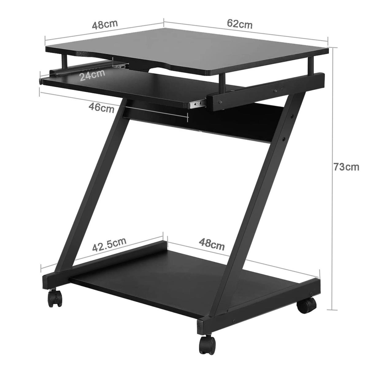 Mobile Computer Desk Z-Shaped With Sliding Keyboard  For Home Office - Black – image 5