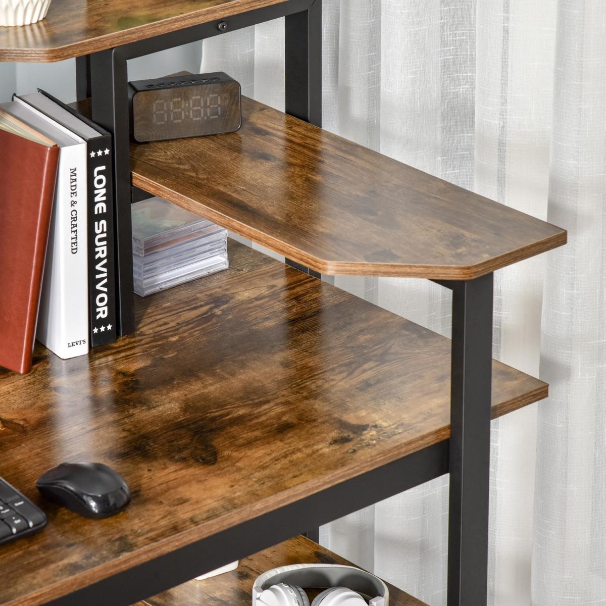Compact Computer Desk with Shelf - Brown – image 4