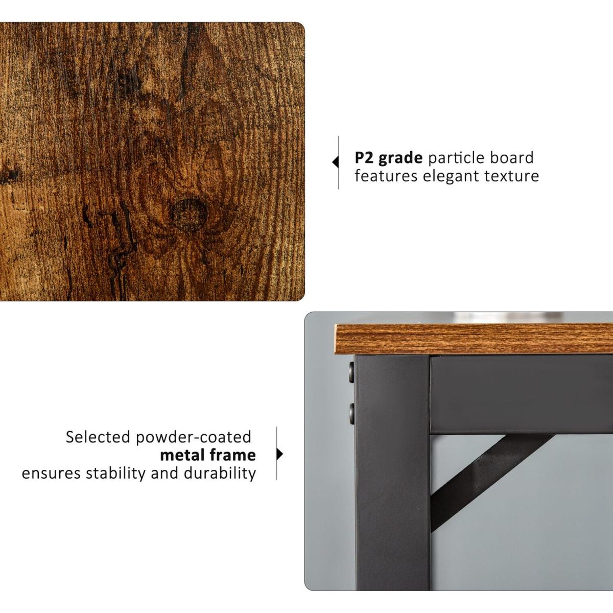 Compact Computer Desk with Shelf - Brown – image 6