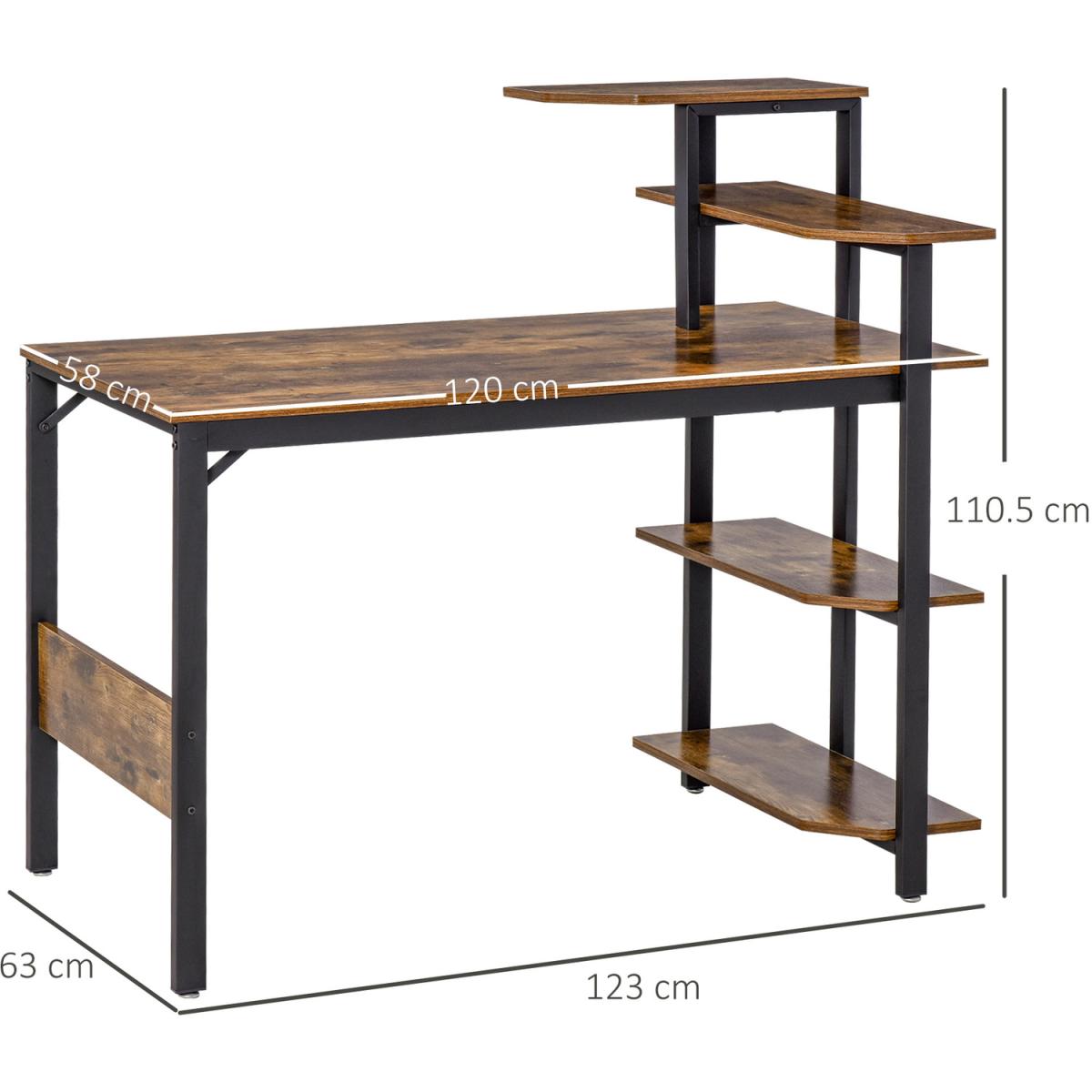 Compact Computer Desk with Shelf - Brown – image 7