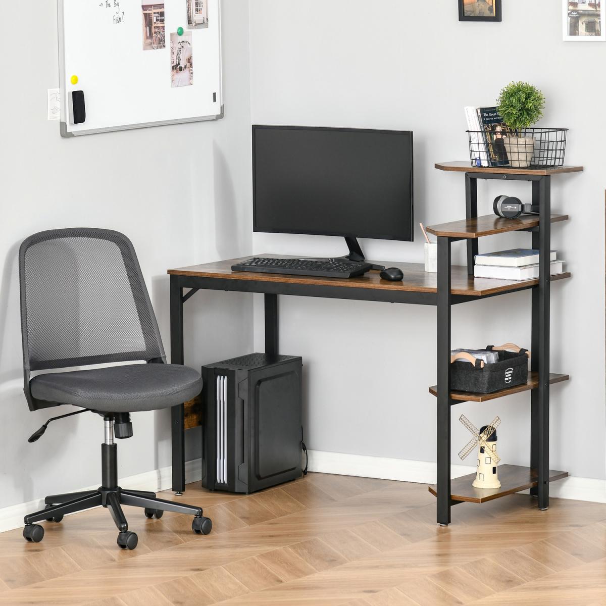 Compact Computer Desk with Shelf - Brown – image 8