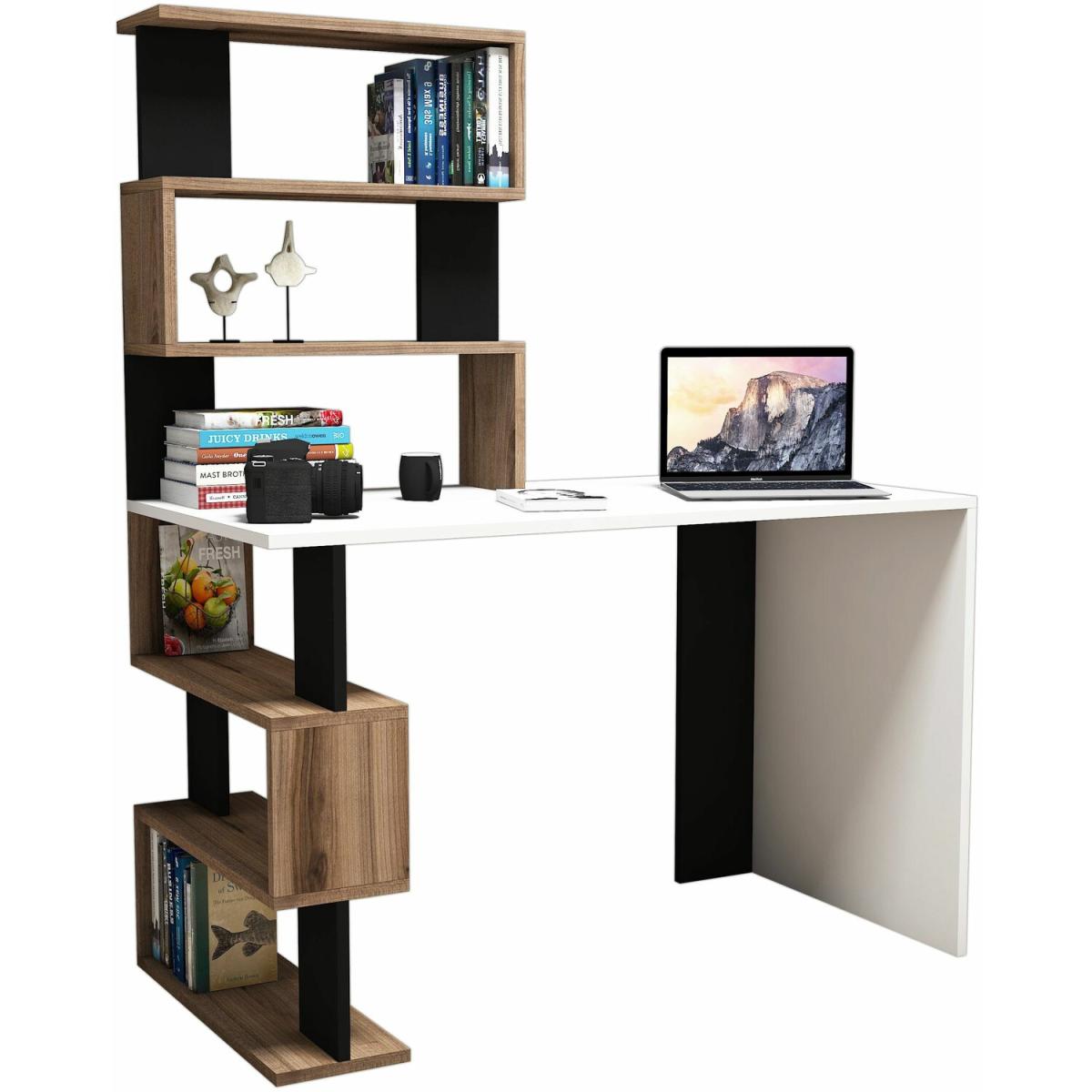 Snap Maxi Computer Desk White Walnut Black - White & Walnut & Black – image 3