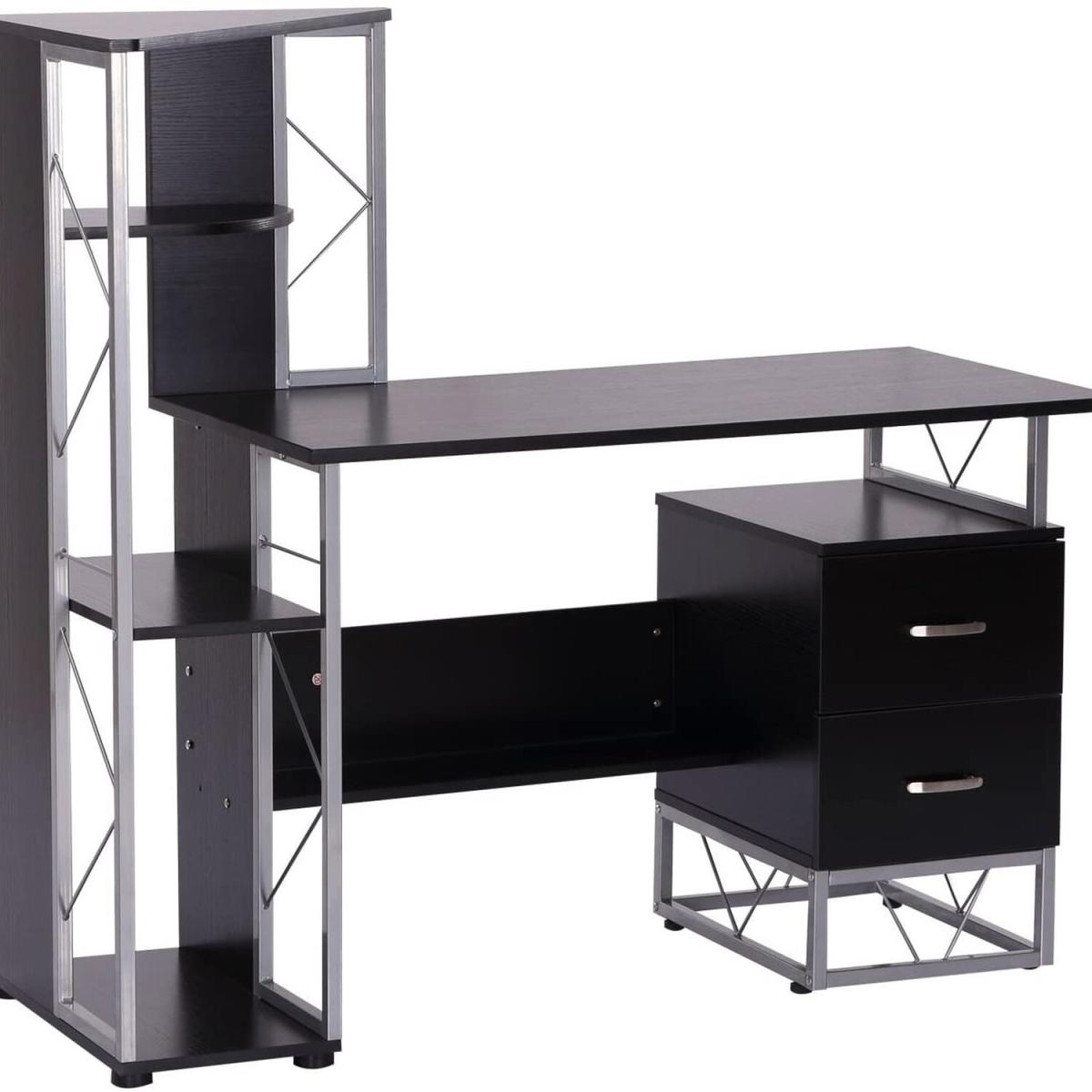 Computer Writing Desk PC Workstation - Oak & white – image 14