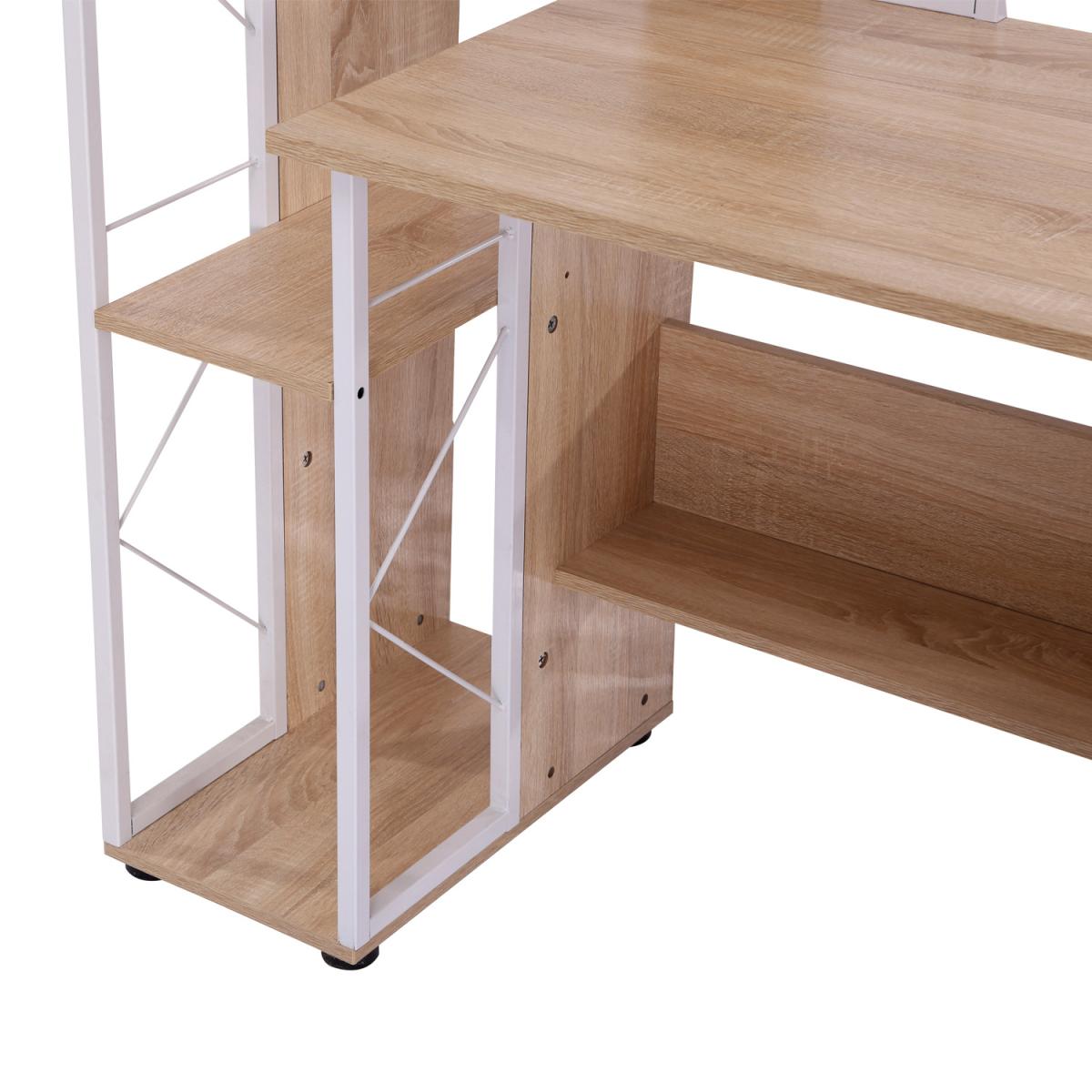 Computer Writing Desk PC Workstation - Oak & white – image 3