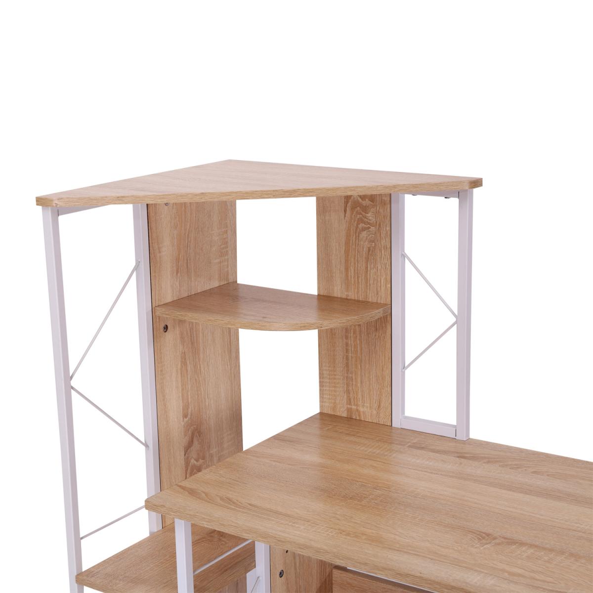 Computer Writing Desk PC Workstation - Oak & white – image 4