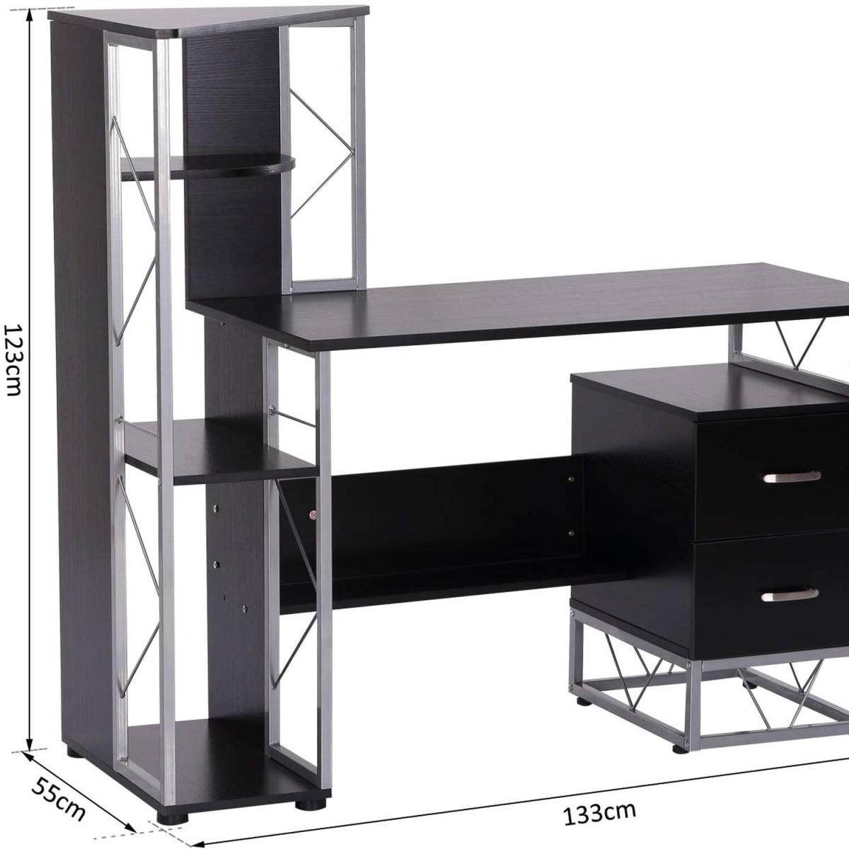Computer Writing Desk PC Workstation - Oak & white – image 10