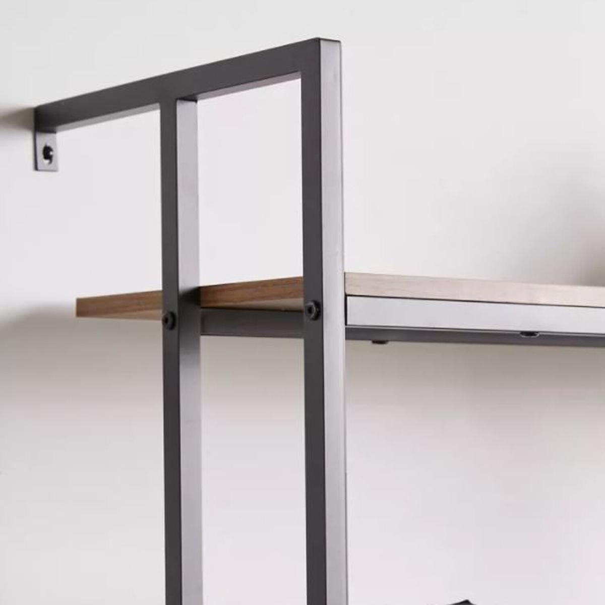 PIER Desk With Shelving, Walnut-Black - Walnut-Black – image 2