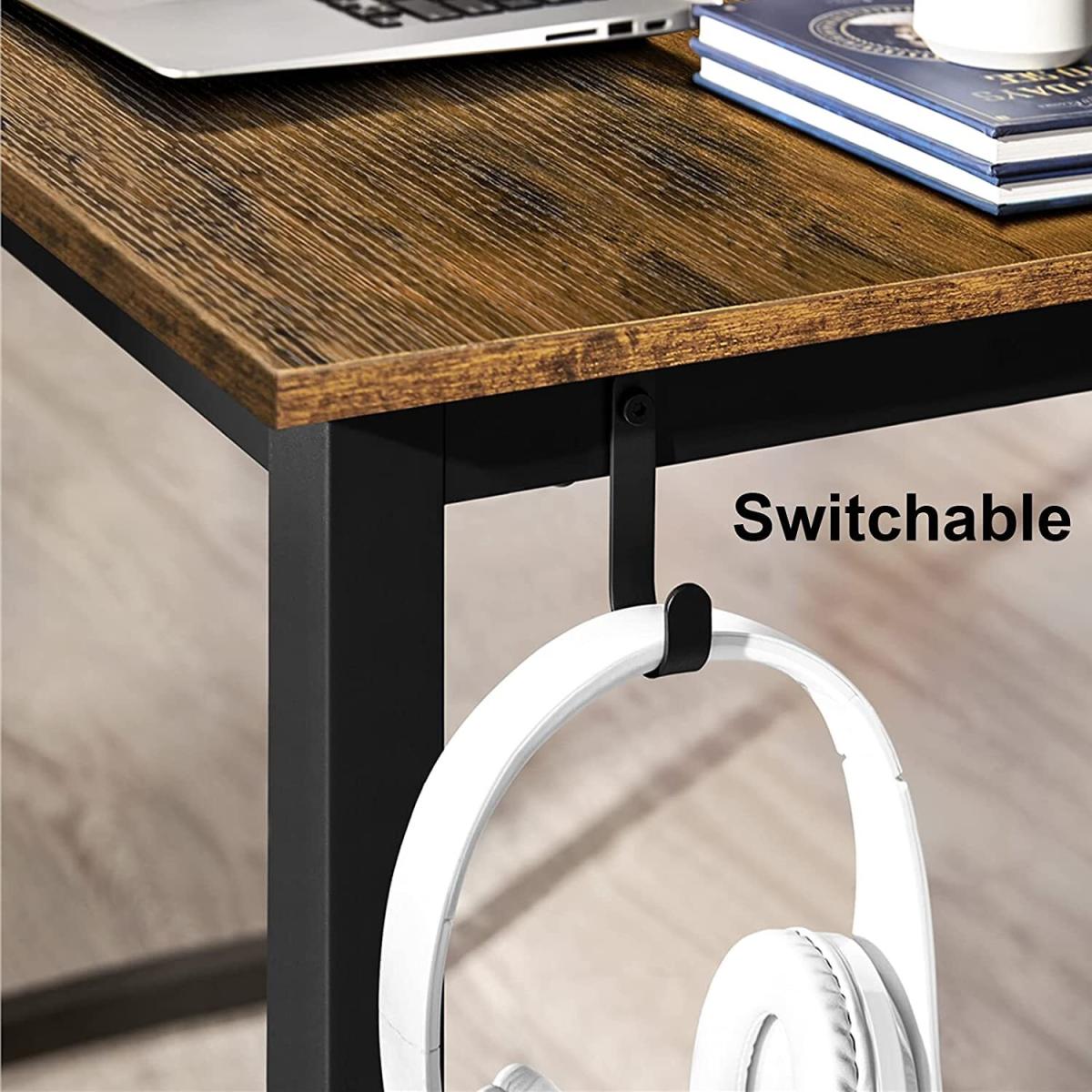 Dripex Computer Desk Industrial Writing Desk with Monitor Stand - rustic brown – image 2
