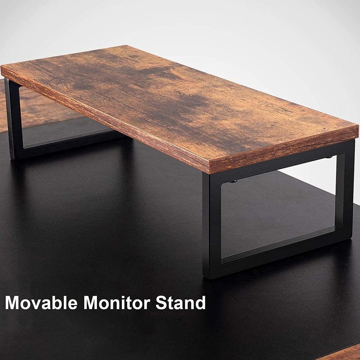 Dripex Computer Desk Industrial Writing Desk with Monitor Stand - rustic brown – image 3