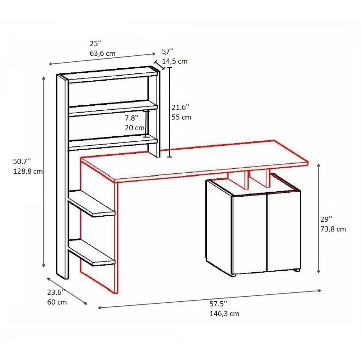 Lake Computer Desk with Cabinets and Shelves - White & Walnut – image 6