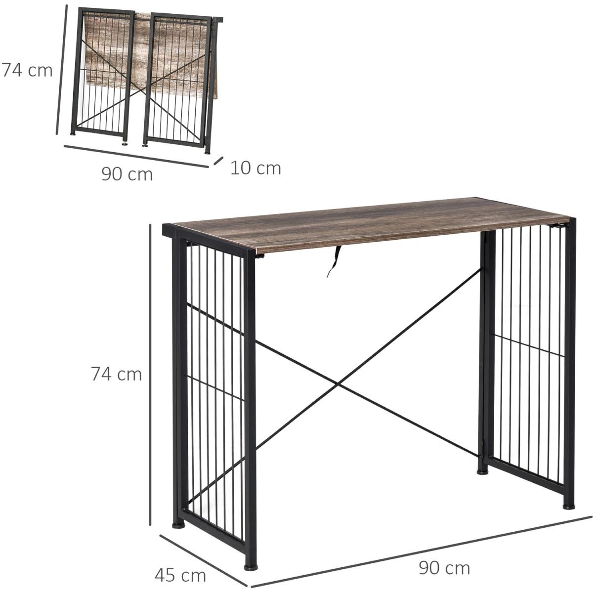 Folding Computer Desk - Rustic Brown, Black – image 9