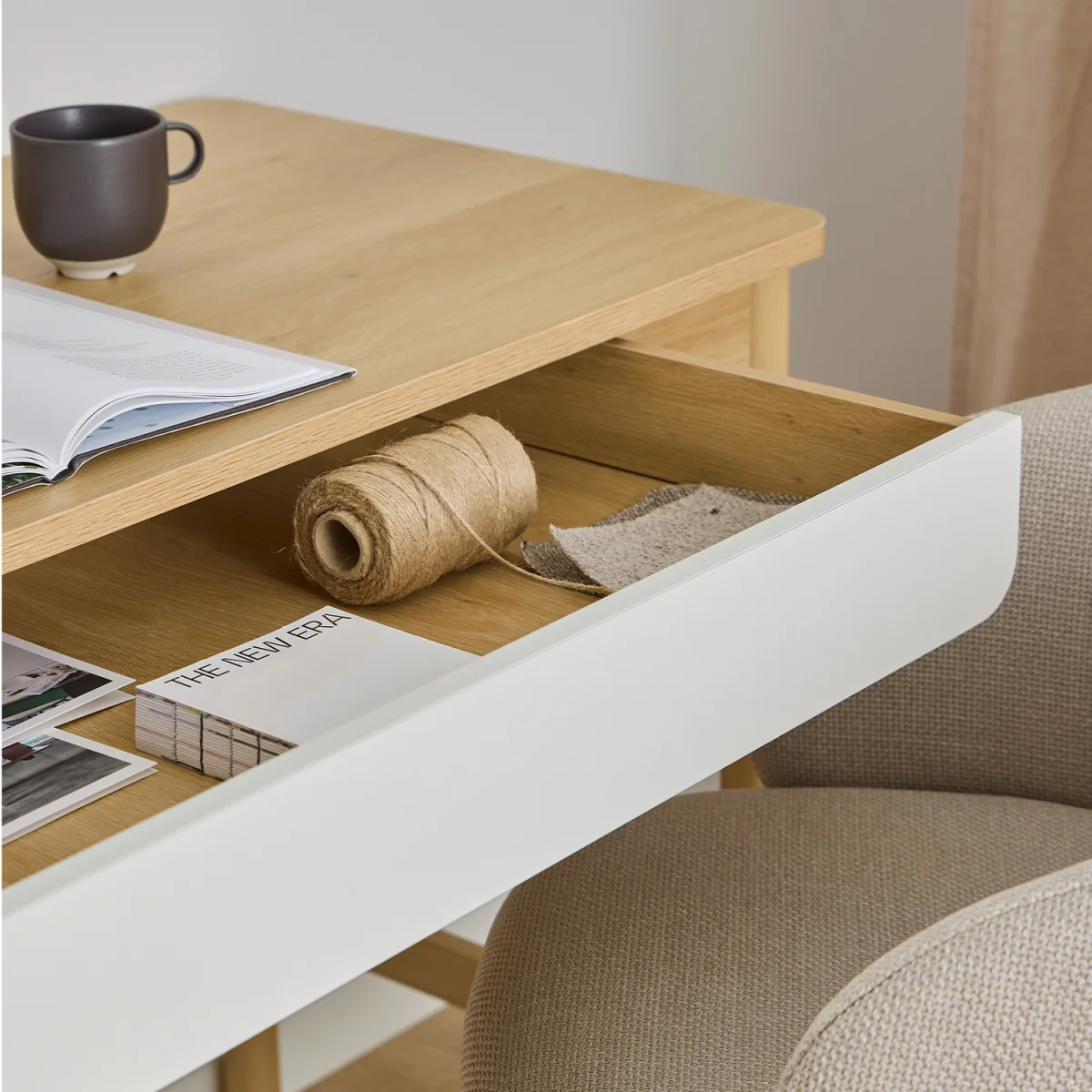 Alpena Office Desk in Oak & Beige - Oak & Beige – image 6